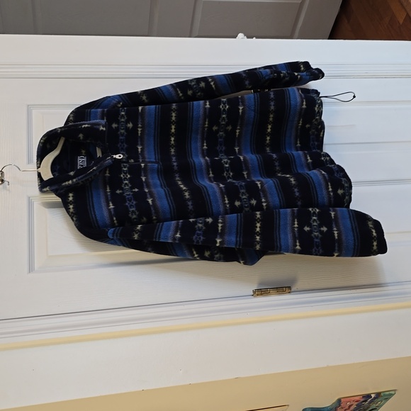 Lands' End Men's Pull over 1/4 Zip Polartech Sweater Print Blue Green Size Large - Picture 6 of 16